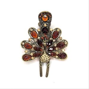 Gold Tone Peacock Brooch
